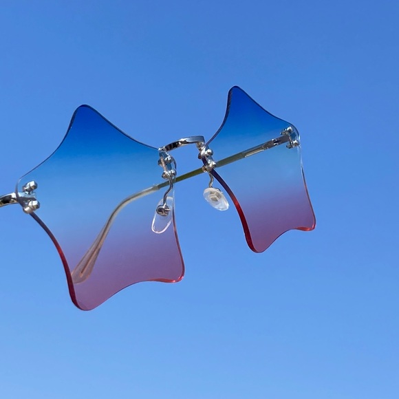 Free People Rockstar Rimless Sunglasses Color: Fire cracker - Picture 2 of 10